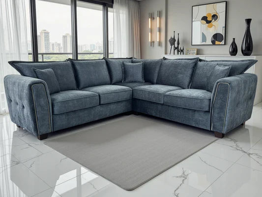 Luxury Serena Large Corner Sofa with Metal Trim & Quilted Sides