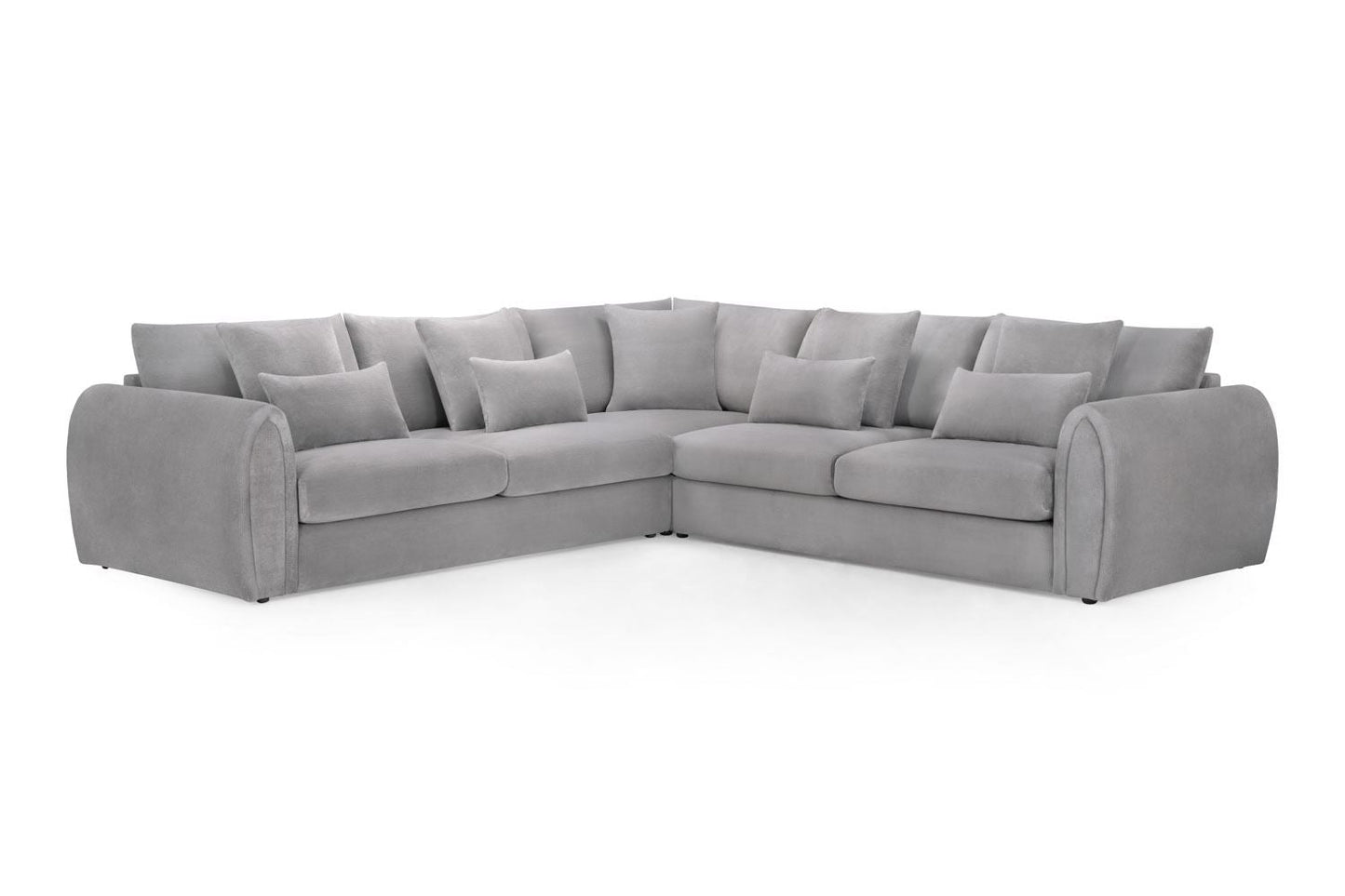 Mirabel Plush Velvet Grey Large Corner Sofa for Modern Living Room