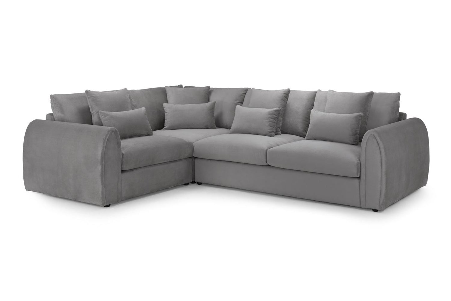 Mirabel Grey Velvet Left-Hand Corner Sofa | Spacious Seating, Comfort Cushions