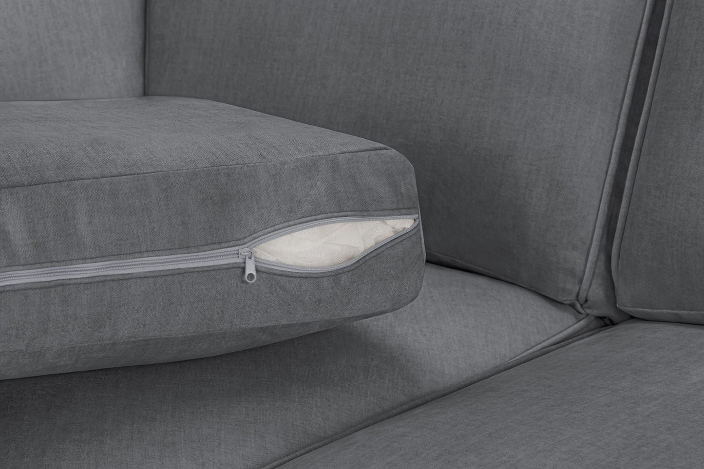 Stylish Grey Universal Corner Sofa: Foam-Filled, Removable Covers, Soft Polyester Fabric