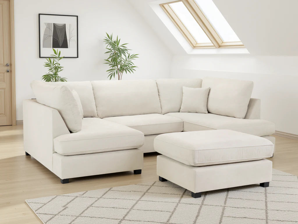 Carnaby Classic U-Shape Corner Sofa | Beige, Black & Grey