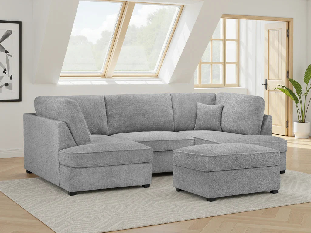 Carnaby Plush U-Shape Corner Sofa: Spacious, Comfortable, Stylish Living Room Seating