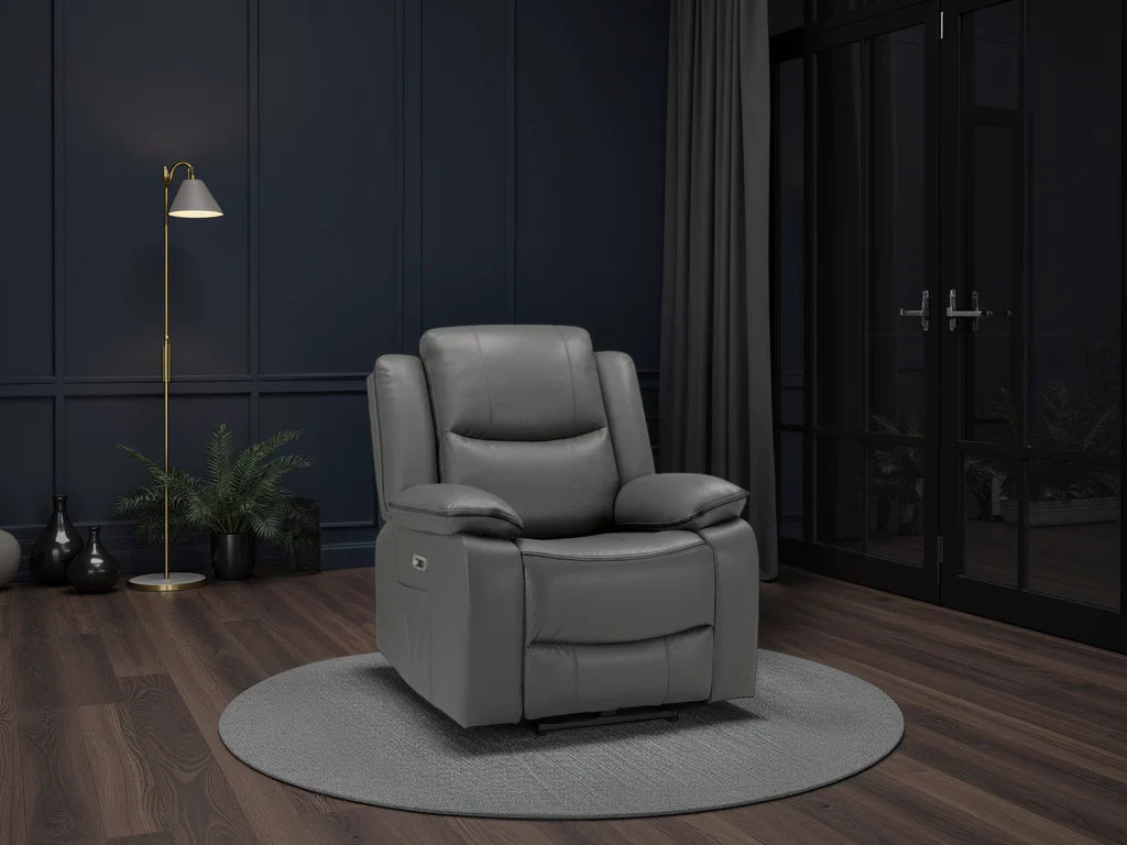 Harald Electric Recliner Faux Leather Armchair with USB-C Charging