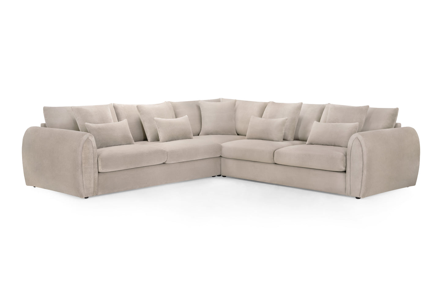 Mirabel Mocha Large Corner Velvet Sofa - Spacious, Comfortable, Removable Cushions