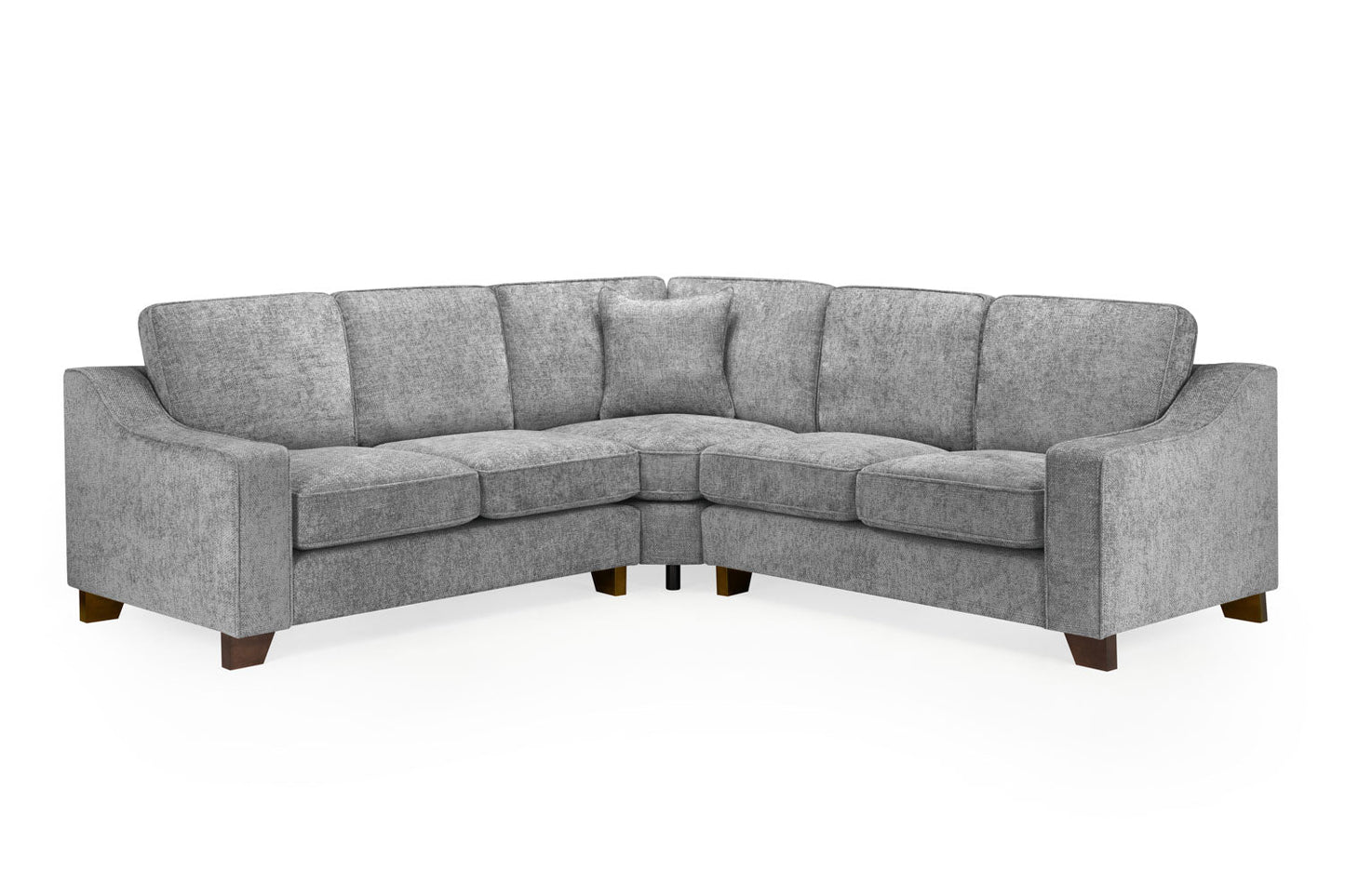 Nebraska Slate Large Corner Sofa: Plush Fabric Comfort, Solid Wood Feet