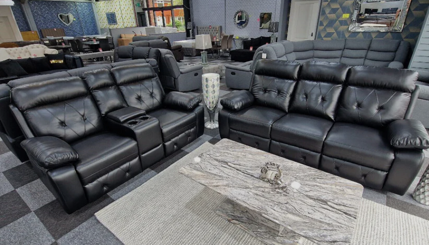 Parada Leather Recliner Sofa 3+2 Seater with Cup Holders & Built-In Storage