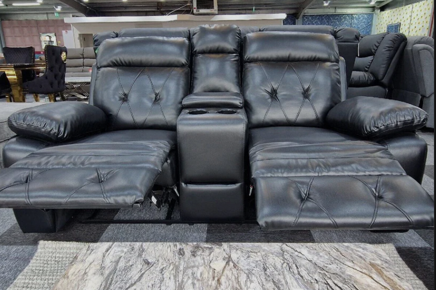 Parada Leather 2 Seater Sofa with Cup Holders & Storage