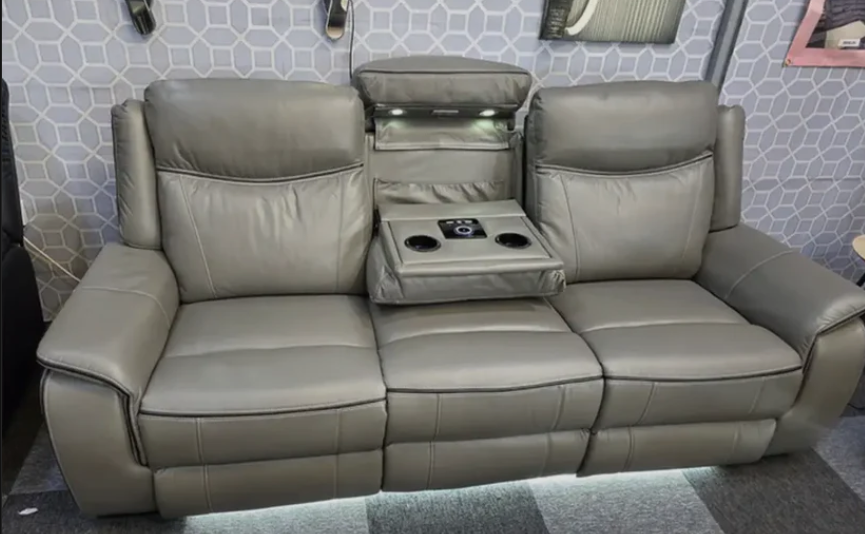 Parada Leather Electric Recliner Sofa 3+2 Seater with Bluetooth, USB, C-Type, LED Lighting and Cooling Cup Holders