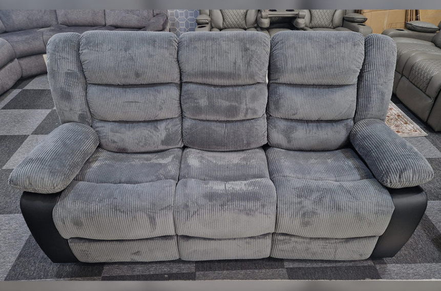 Rio Jumbo cord 3+2 recliner in black and grey
