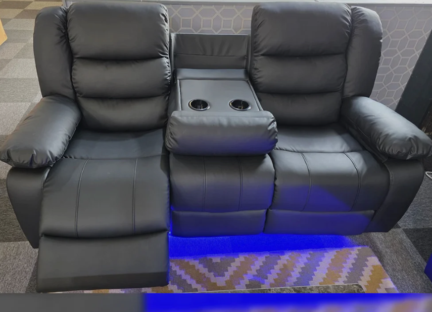 Roma Leather Electric Recliner 3+2 Seater Sofa with LED Lights and Cupholders