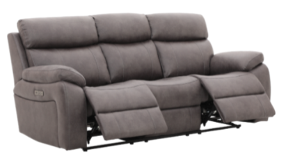 Oregon 3-Seater Electric Reclining Leather Sofa with USB Ports