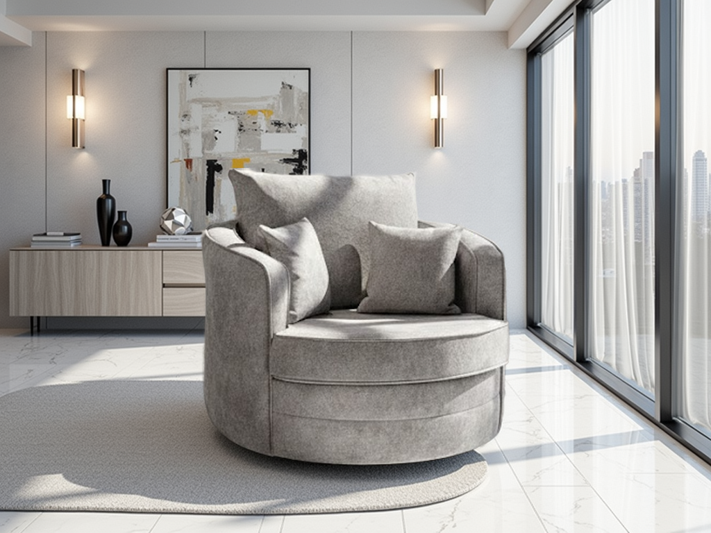 Serena Plush Swivel Chair - Modern Comfort, 360-Degree Rotation Lounge Sofa