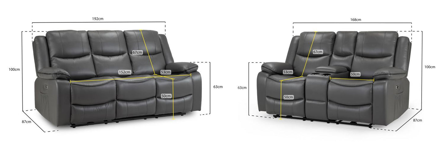 Harald Grey Electric Recliner Sofa Set: Luxurious 3+2 Seater for Ultimate Comfort
