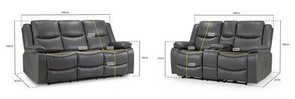 Harald Grey Electric Recliner Sofa Set: Luxurious 3+2 Seater for Ultimate Comfort