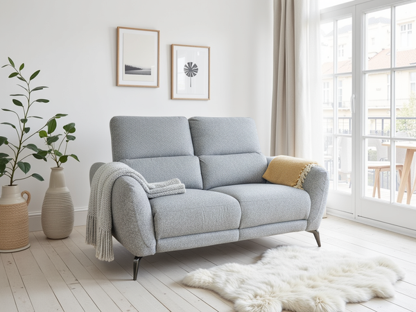 Luxurious Sorrento Grey Fabric Electric Recliner Two-Seater Sofa