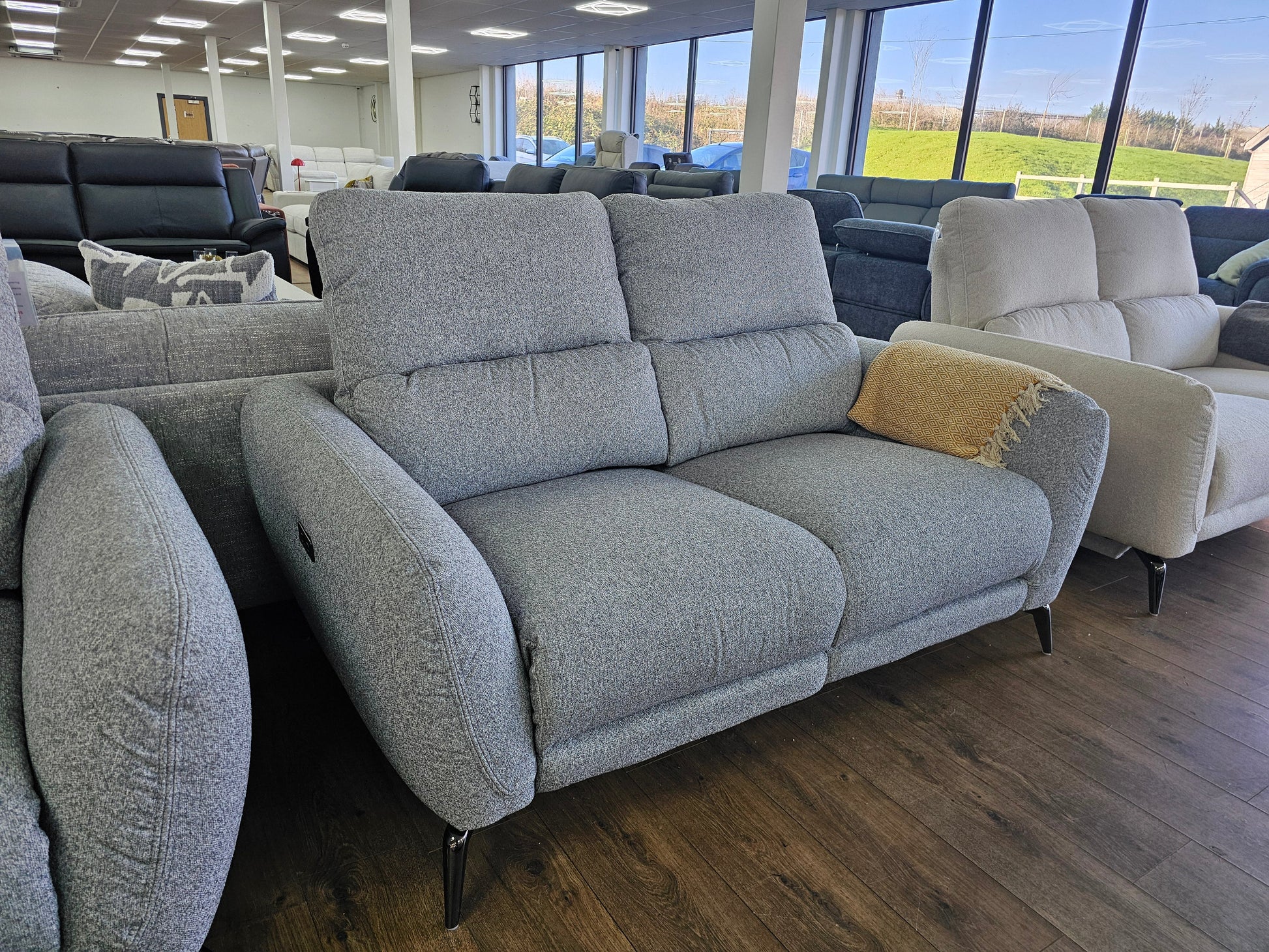 Luxurious Sorrento Grey Fabric Electric Recliner Two-Seater Sofa