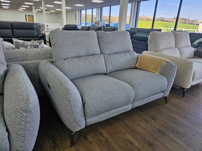 Luxurious Sorrento Grey Fabric Electric Recliner Two-Seater Sofa