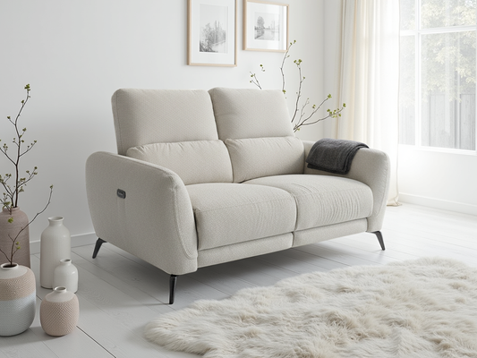 Sorrento Electric Recliner Beige 2 Seater Sofa - Modern Fabric Comfort