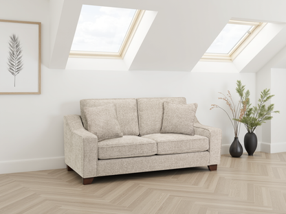 Nebraska Stone 3-Seater Sofa: Plush Fabric, Removable Cushions, Wooden Feet