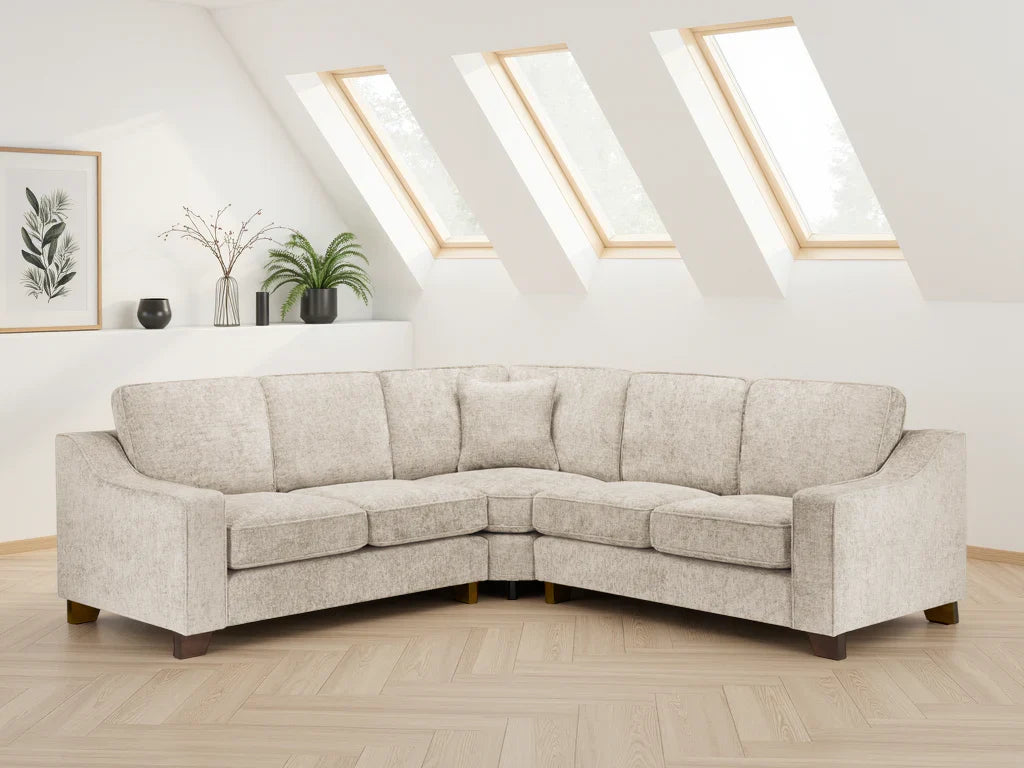 Nebraska Large Corner Sofa: Plush Fabric, Removable Cushions, Sturdy Wooden Feet