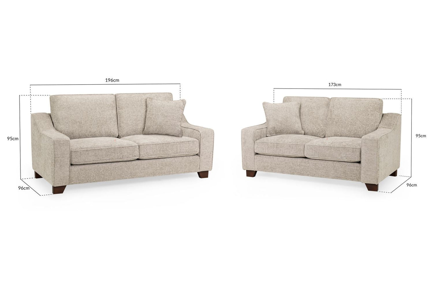 Nebraska Stone Fabric 3+2 Sofa Set: Plush, Removable Cushions, Wooden Feet
