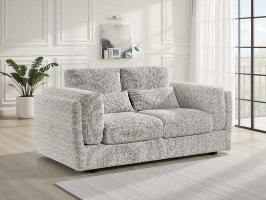 Bari 2-Seater Grey Fabric Sofa: Modern, Cosy, Relaxing Lounge Furniture