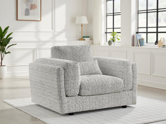 Cosy Bari Grey Armchair Sofa: Plush Fabric, Deep Comfort, Modern Living Room Design
