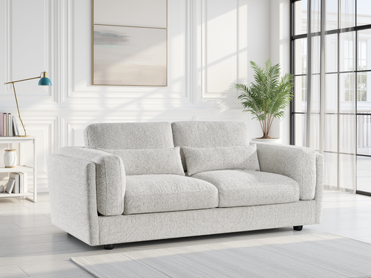Bari Beige 3 Seater Sofa: Spacious, Plush Fabric Couch for Relaxed Living