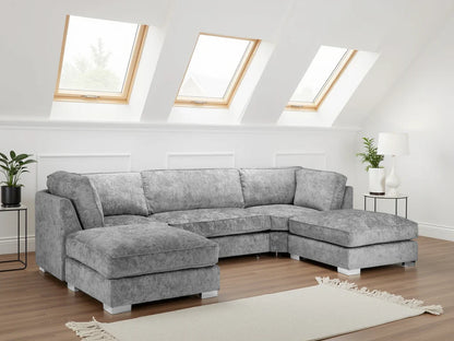 Bishop Fullback  U-Shape Corner Sofa: Spacious Seating, Moveable Footstools