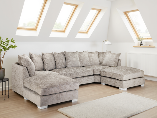 Bishop Scatterback Truffle U-Shape Corner Sofa - Spacious, Foam-Filled Comfort
