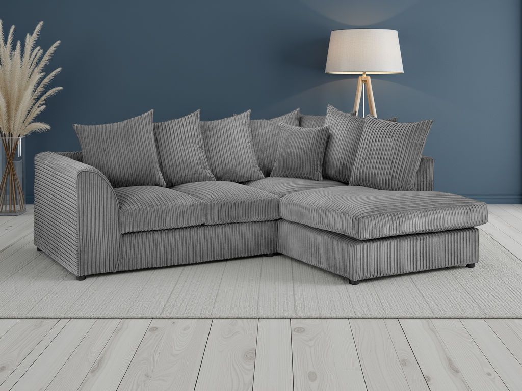 Harley Jumbo Grey Right Corner Sofa - Foam-Filled Comfort, Solid Frame