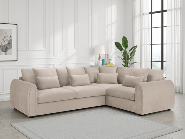 Plush Mirabel Mocha Right-Hand Corner Sofa: Luxurious Velvet Upholstery & Comfort