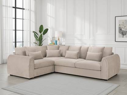 Mirabel Mocha Velvet Left Hand Facing Corner Sofa - Spacious Comfort Seating