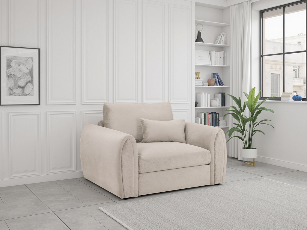 Luxury Mirabel Mocha Velvet Armchair: Plush Comfort, Spacious Seating, Removable Cushions