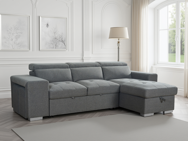 Artemis Grey Universal Corner Sofabed with Storage & Easy Conversion