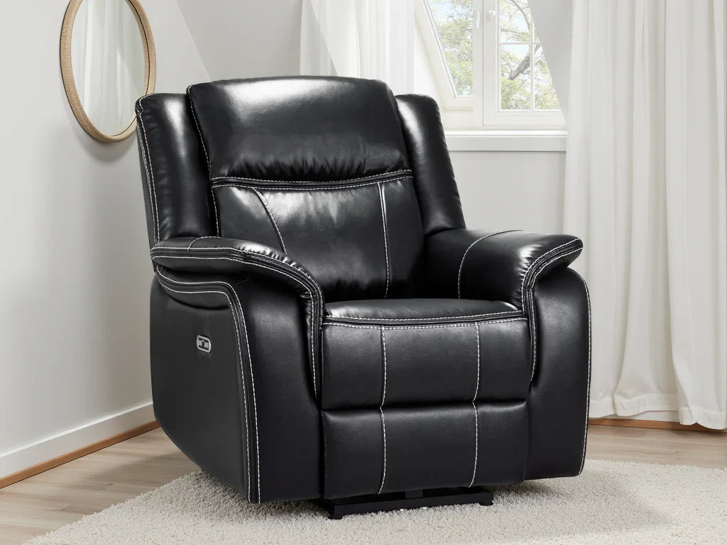 Galaxy Tech Electric Recliner Armchair: USB Ports, Cup Holders, Storage,  Leather