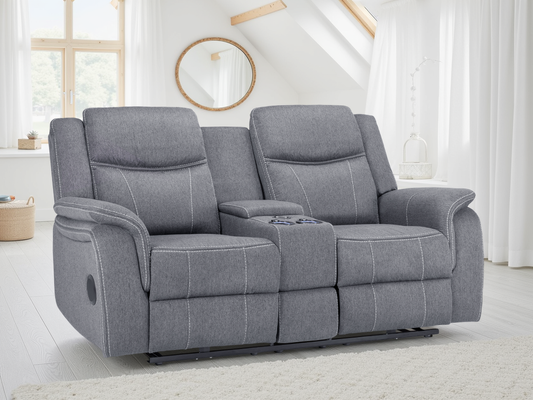Galaxy Tech Electric 2-Seater Recliner Sofa with USB, Cupholders & Storage