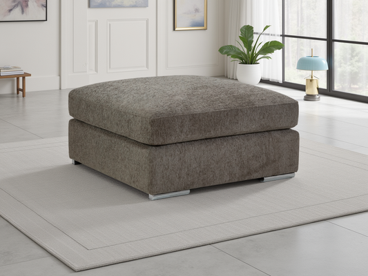 Luxury Naples Mocha Footstool: Soft Chenille Upholstery with Removable Covers