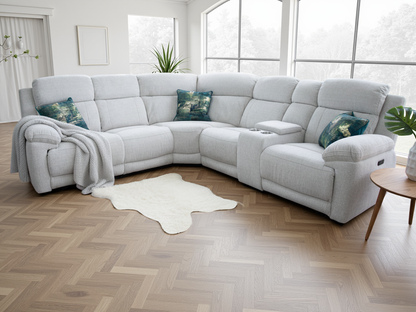 Owen Luxurious Electric Recliner Sofa - Comfortable Beige Large Corner Design