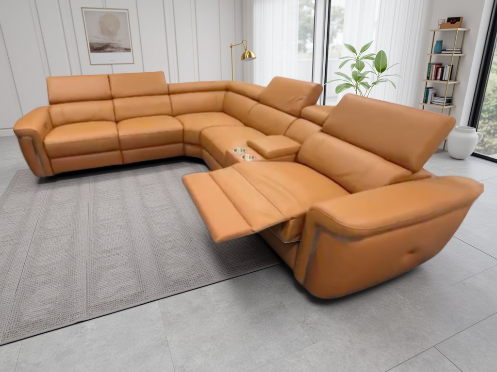 Somerville Electric Recliner Sofa - Luxurious Tan Large Corner Suite