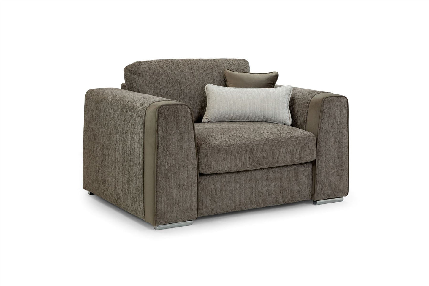 Luxurious Naples Mocha Chenille Armchair Sofa - Removable Cushions, Plush Comfort