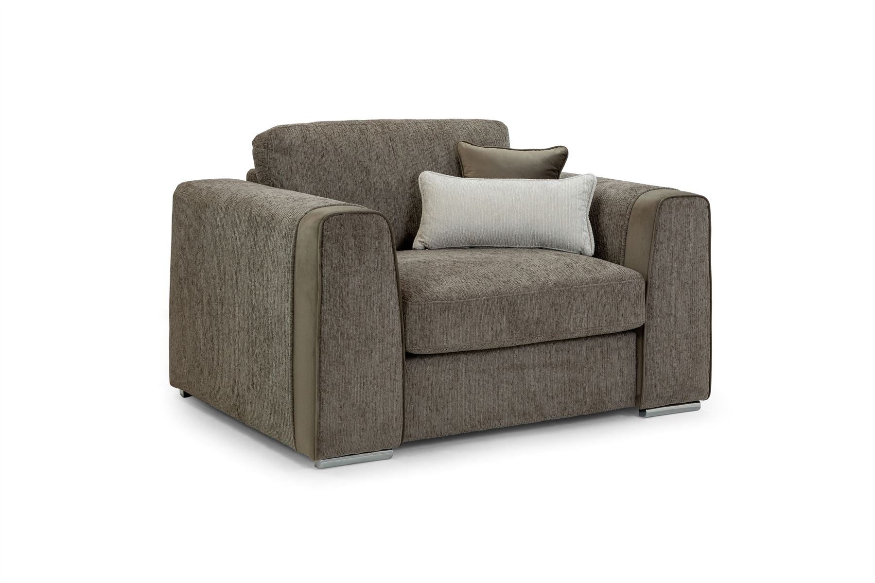 Luxurious Naples Mocha Chenille Armchair Sofa - Removable Cushions, Plush Comfort