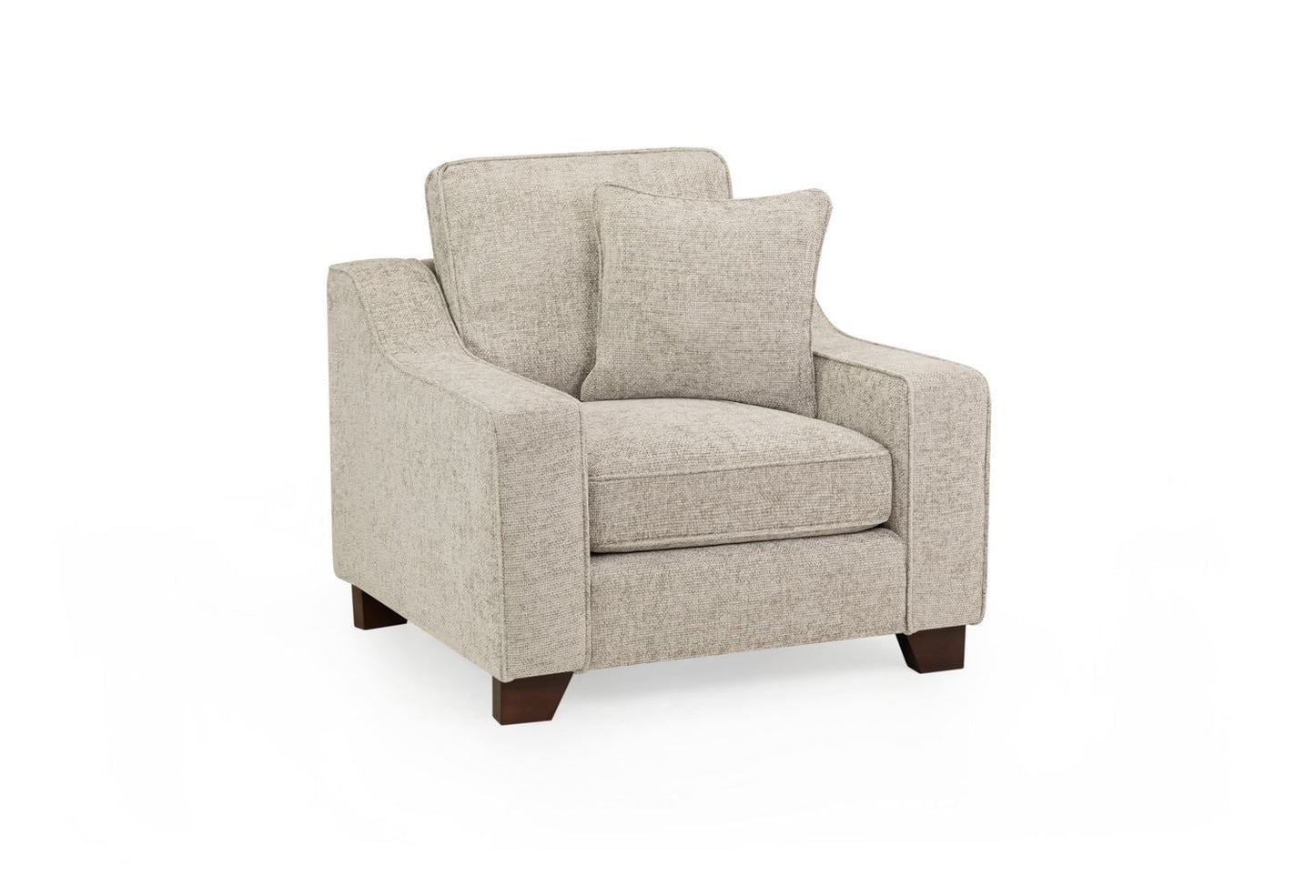 Nebraska Stone Armchair: Plush Fabric, Removable Cushions, Sturdy Wooden Feet