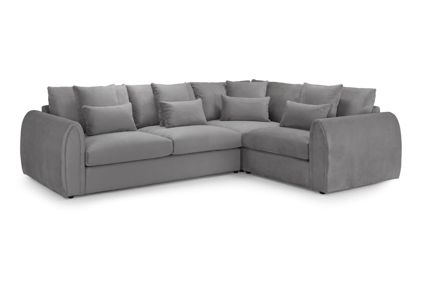 Mirabel Grey Right Hand Corner Sofa: Plush Velvet, Spacious Seating, Removable Cushions