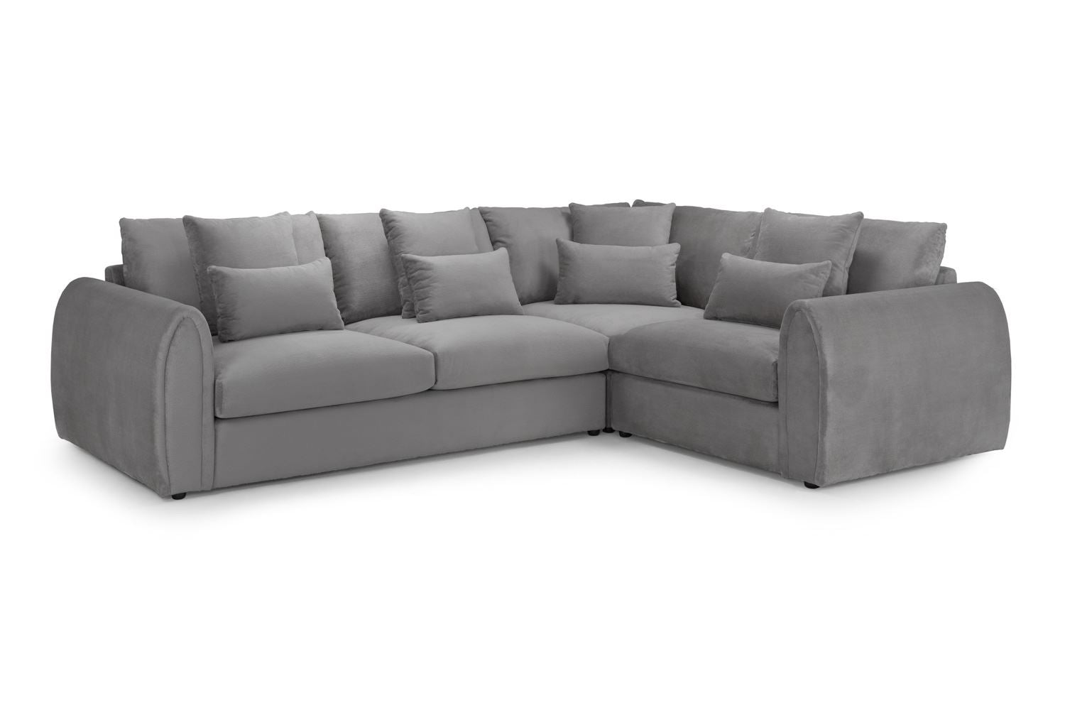Mirabel Grey Right Hand Corner Sofa: Plush Velvet, Spacious Seating, Removable Cushions