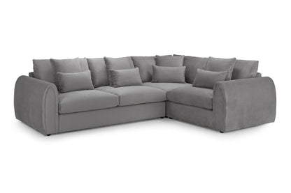 Mirabel Grey Right Hand Corner Sofa: Plush Velvet, Spacious Seating, Removable Cushions