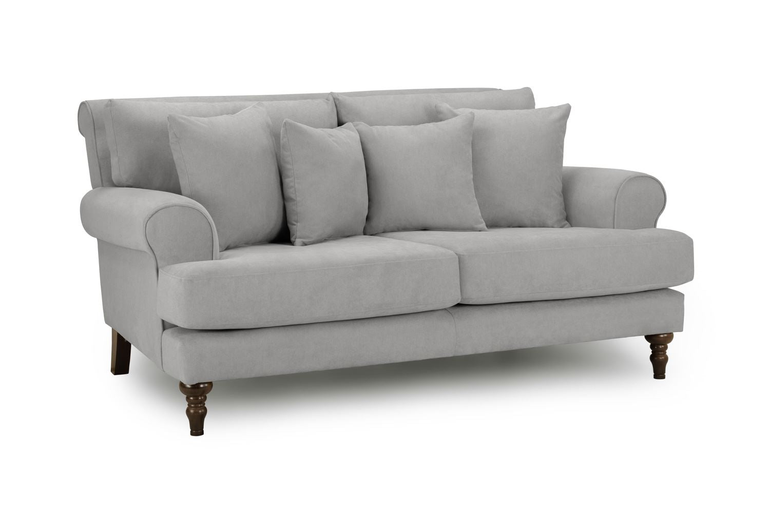 Luxurious Grey 2-Seater Summer Sofa with Scrolled Arms & Anti-Slip Cushions