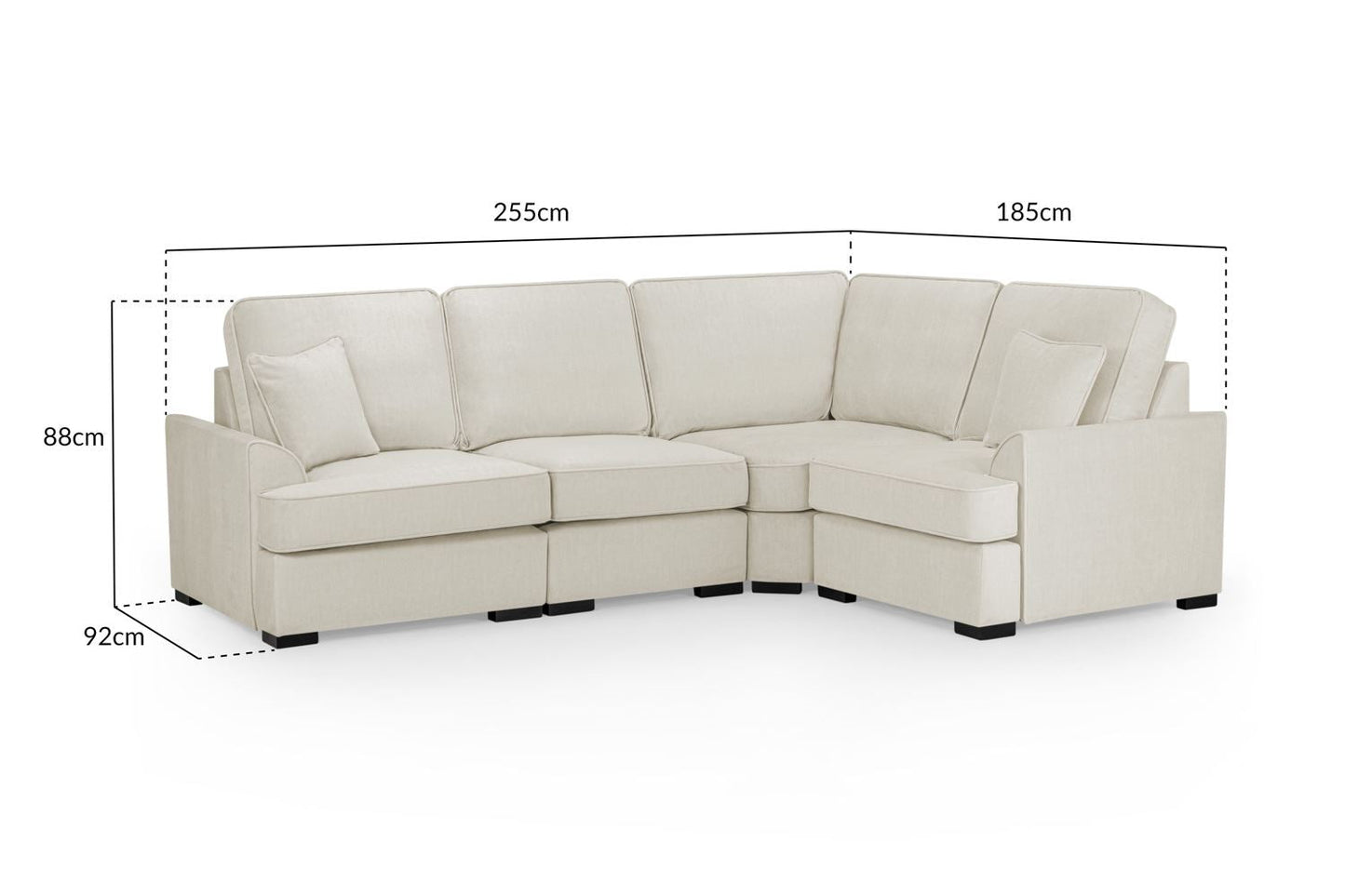 Comfortable Funk Beige Fabric Universal Corner Sofa with Foam-Filled Cushions