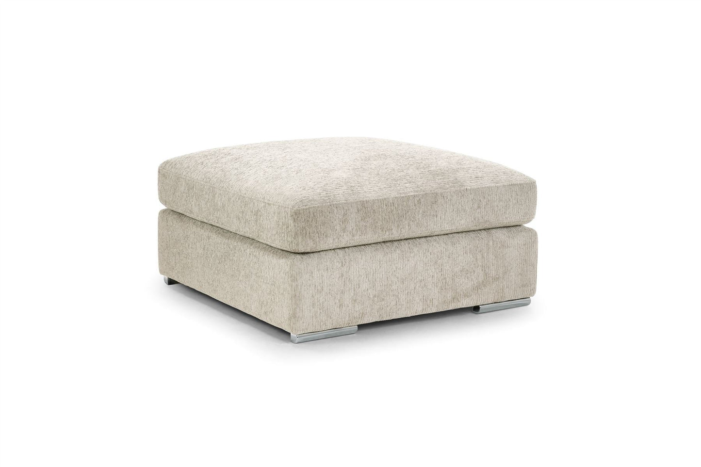 Luxurious Naples Beige Chenille Footstool - Soft Upholstery & Removable Covers