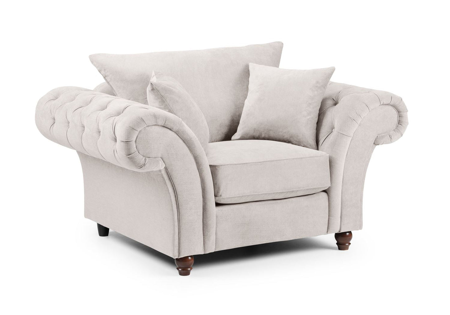 Elegant Windsor Fullback Stone Armchair: Tufted Scroll Arms, Removable Covers